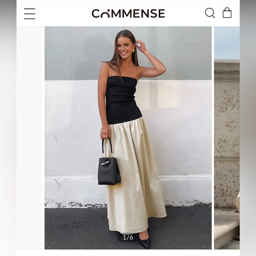 Commense Contrast Color Tube Long Dress XL